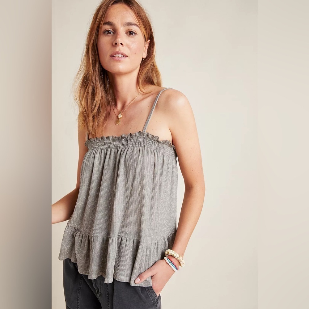 Anthropologie amadi Gray Ruffled Tiered Camisole | Wyatt Shimmer Tank